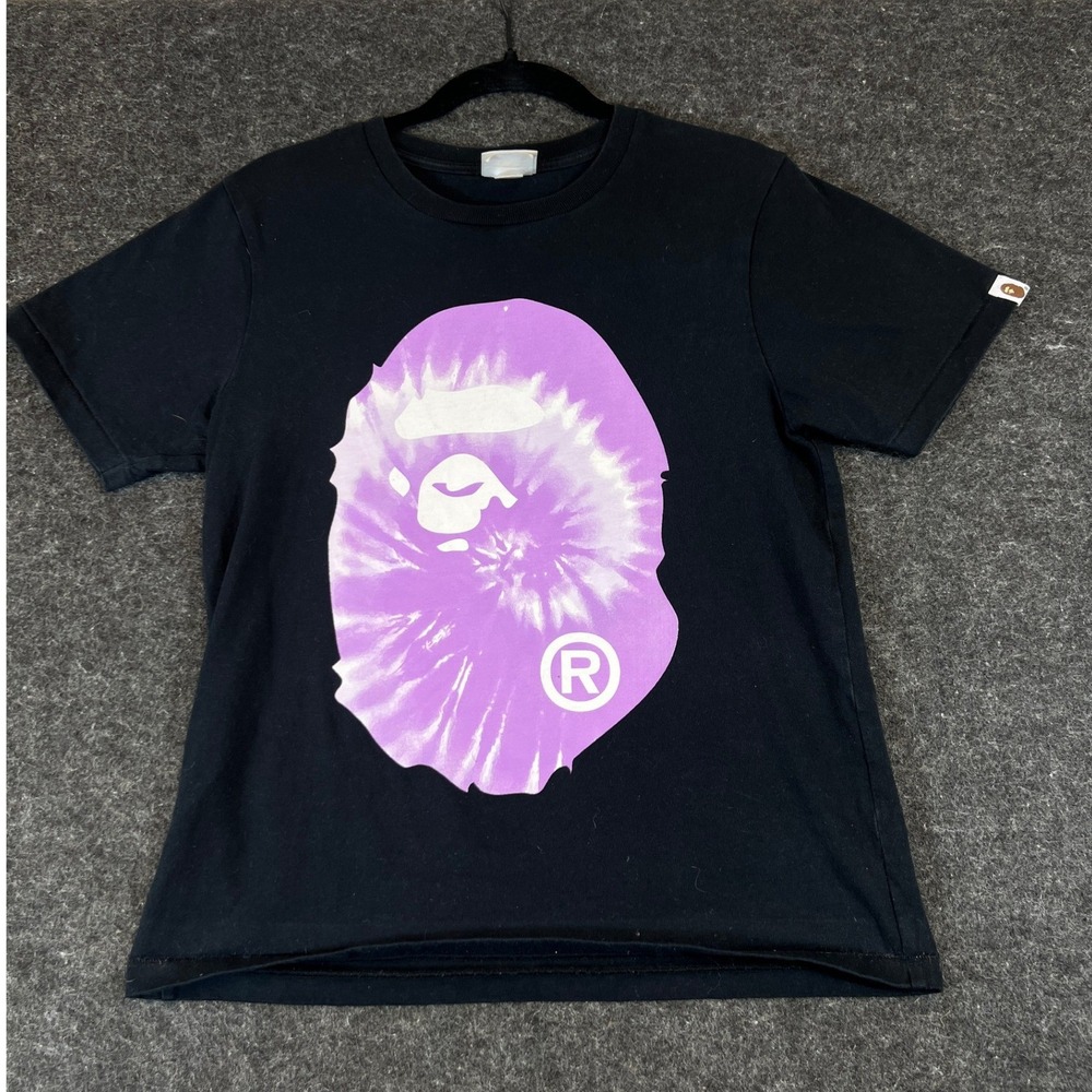 Bape A Bathing Ape Shirt Womens Small Purple Tie Dye Logo Graphic Streetwear